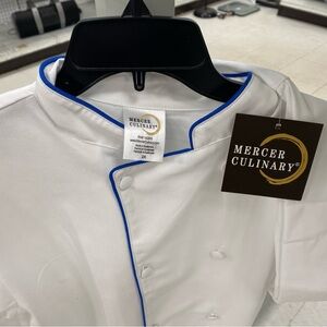 Men’s White Chef Coat with Blue Trim